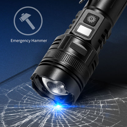 A065-Laser Home Outdoor Flashlight 20W Purple Light Portable LCD Display Flashlight (No Battery)
