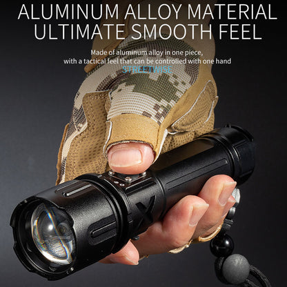 X20C Adventure Outdoor Sports Flashlight Portable 5-Gear Telescopic Zoom Flashlight (No Battery)