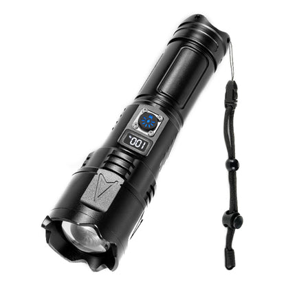 A03 Outdoor Waterproof Flashlight 30W Portable LCD Display Flashlight with Strap