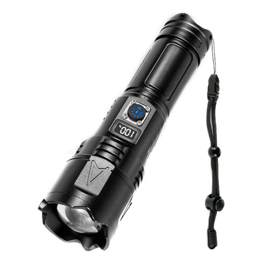 A03 Outdoor Waterproof Flashlight 30W Portable LCD Display Flashlight with Strap