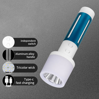 CH23036 Dual Light Flashlight Waterproof LED Beads Multi-color Night Light Anti-Slip Portable Flashlight