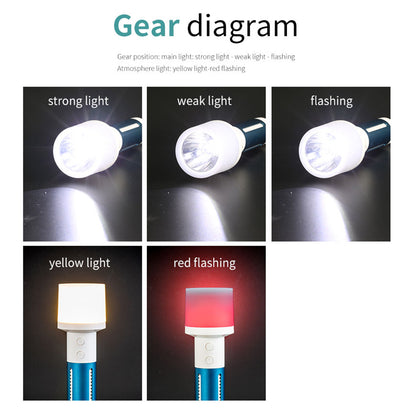 CH23036 Dual Light Flashlight Waterproof LED Beads Multi-color Night Light Anti-Slip Portable Flashlight