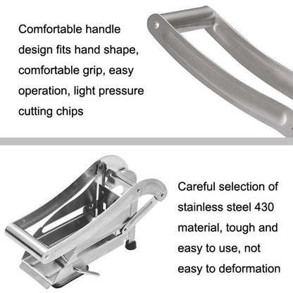 Stainless Steel Potato Cutter Slicer Kitchen French Fry Cutter without Silicone Suction Base (No FDA Certified, BPA-Free)