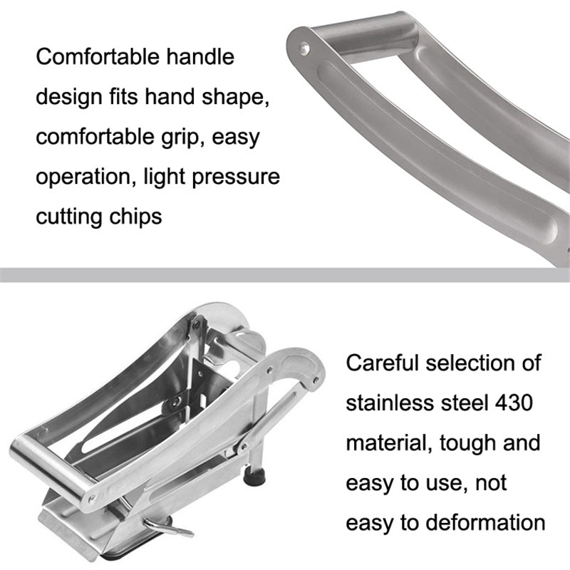 Kitchen French Fry Cutter Stainless Steel Potato Cutter Slicer with Silicone Suction Base (No FDA Certified, BPA-Free)