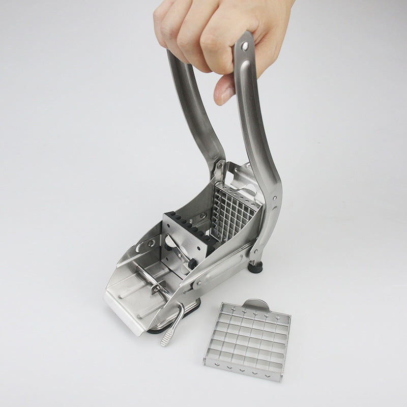 Kitchen French Fry Cutter Stainless Steel Potato Cutter Slicer with Silicone Suction Base (No FDA Certified, BPA-Free)