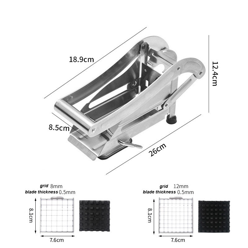 Kitchen French Fry Cutter Stainless Steel Potato Cutter Slicer with Silicone Suction Base (No FDA Certified, BPA-Free)