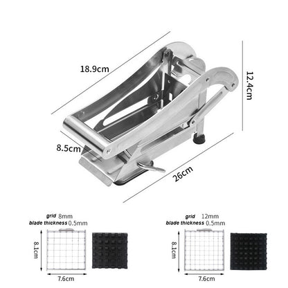 Kitchen French Fry Cutter Stainless Steel Potato Cutter Slicer with Silicone Suction Base (No FDA Certified, BPA-Free)