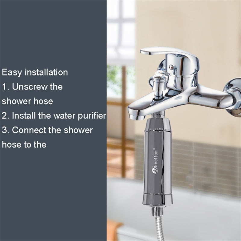 WHEELTON WHT-301 Household Bath Water Purifier Shower Sink KDF+Activated Carbon+CaSO3 3 Layer Water Filter