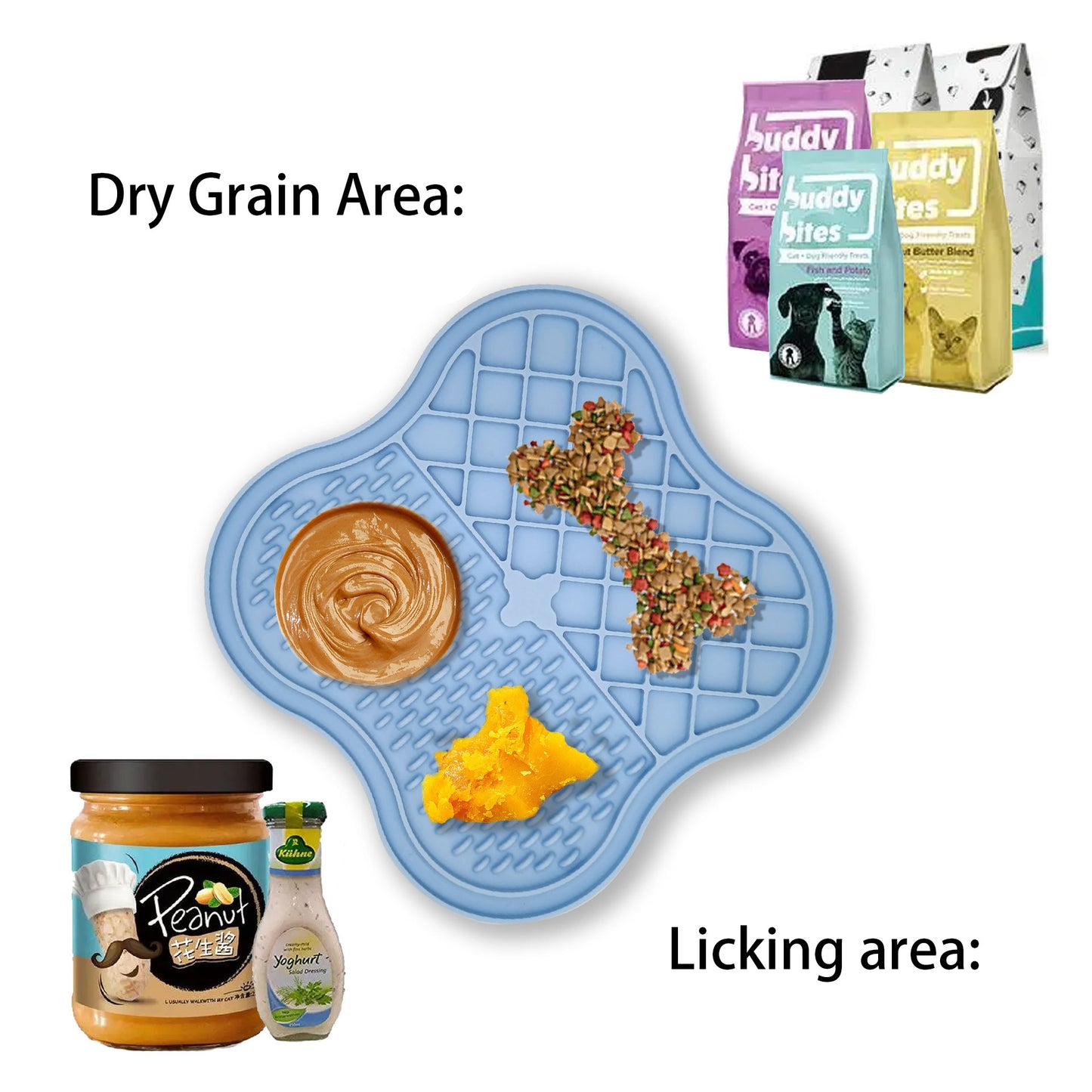 Dog Cat Food Licking Mat Silicone Suction Cup Anti Choking Pet Slow Eating Food Pad (No FDA Certification, BPA Free)
