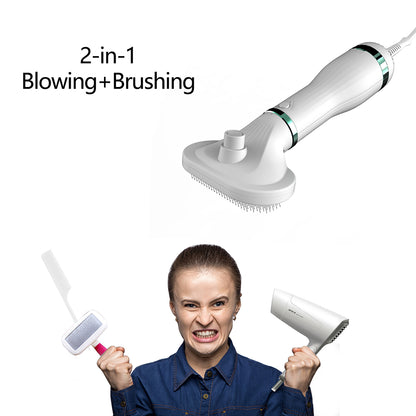 Pet Hair Dryer with Slicker Brush Hair Removal Portable Dog Blower Professional Home Grooming Furry Drying for Small Large Cat Dog