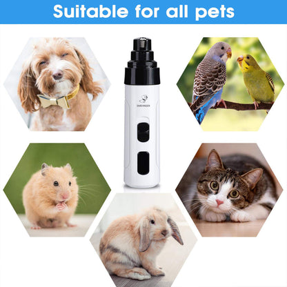 SMEHNSER H02044 2 Speed Pet Nail Grinder USB Rechargeable Low Noise Cat Dog Electric Nail Clipper