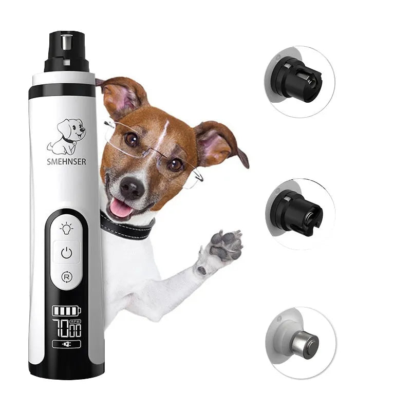 SMEHNSER M5 Electric Pet Nail Grinder LED Light Cat Dog Nail Clippers USB Rechargeable Paws Nail Cutter Trimmer