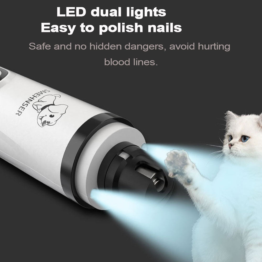 SMEHNSER M5 Electric Pet Nail Grinder LED Light Cat Dog Nail Clippers USB Rechargeable Paws Nail Cutter Trimmer