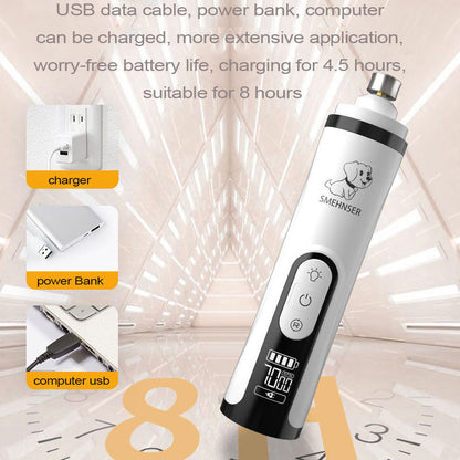 SMEHNSER M5 Electric Pet Nail Grinder LED Light Cat Dog Nail Clippers USB Rechargeable Paws Nail Cutter Trimmer