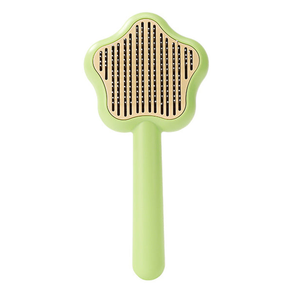 Star Shape Dog Cat Grooming Brush Pet Floating Hair Removal Massage Needle Comb with Self Cleaning Button