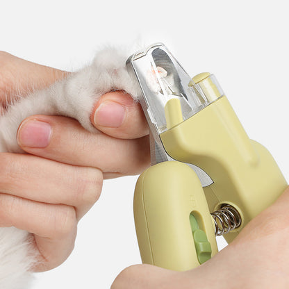 AIWO Banana Shape Pet Nail Clipper Anti-Cutting Blood Line Dog Cat Claw Trimmer with LED Light ST