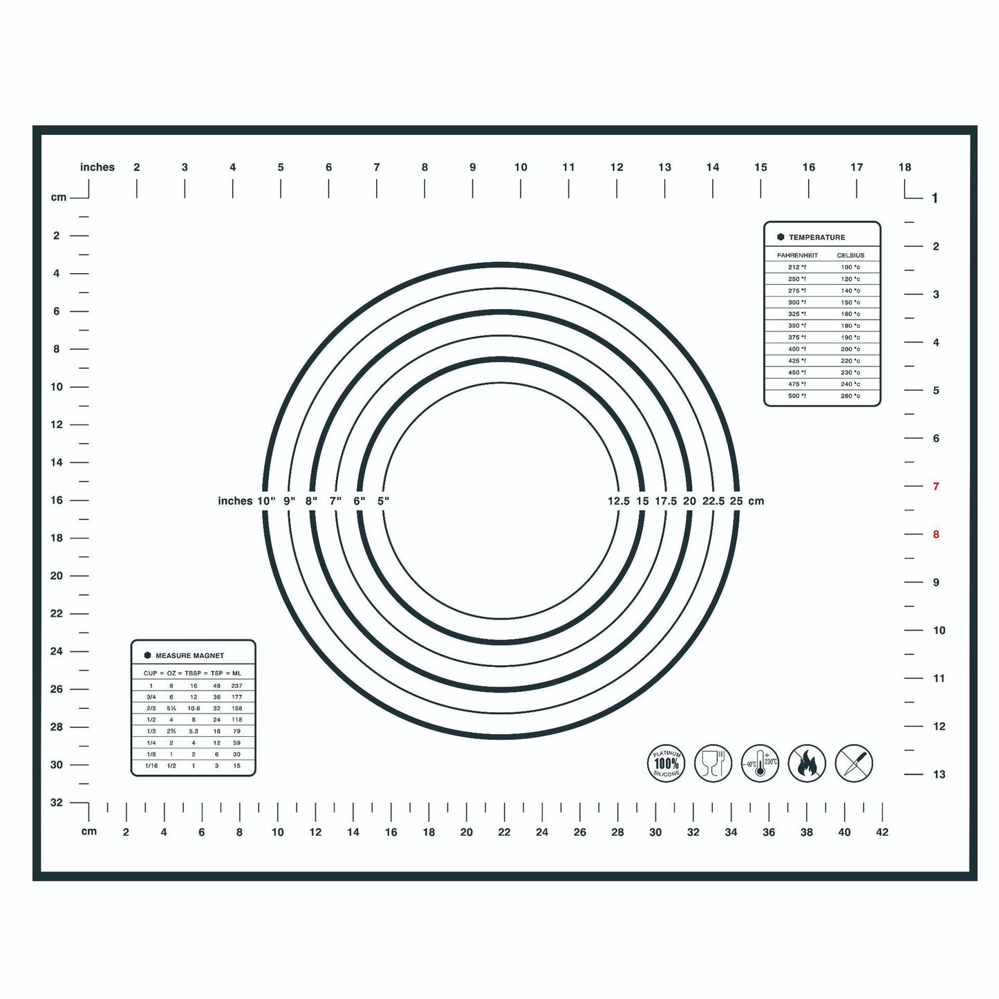 40x50CM Dough Rolling Mat 0.35MM Thick Non-stick Pad Fiberglass Cloth + Silicone Pastry Mat (BPA-Free, No FDA Certified)