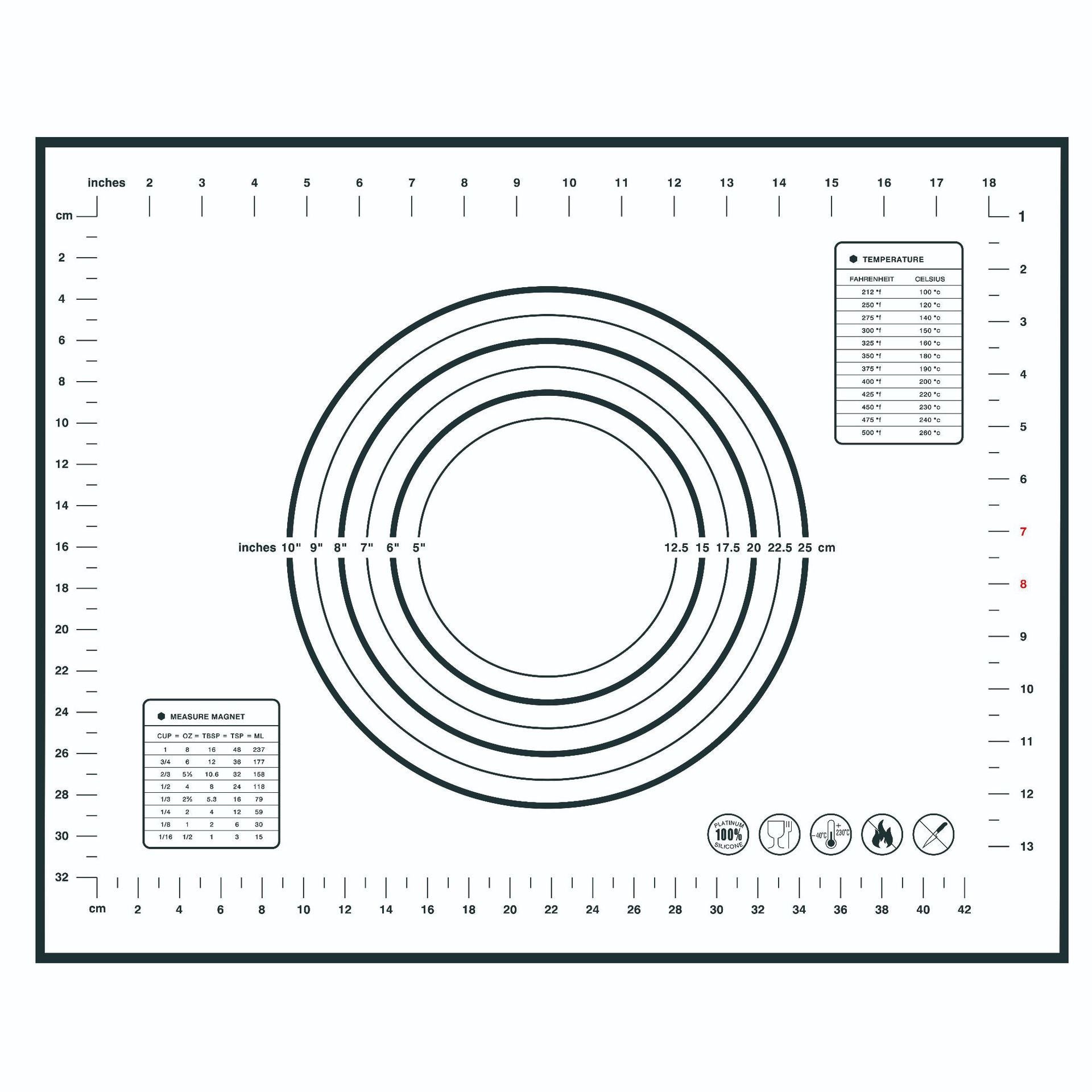 40x50CM Dough Rolling Mat 0.35MM Thick Non-stick Pad Fiberglass Cloth + Silicone Pastry Mat (BPA-Free, No FDA Certified)