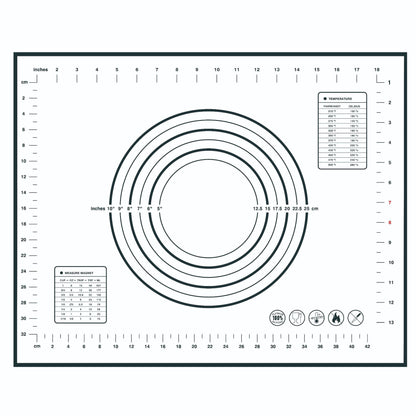 40x50CM Dough Rolling Mat 0.35MM Thick Non-stick Pad Fiberglass Cloth + Silicone Pastry Mat (BPA-Free, No FDA Certified)