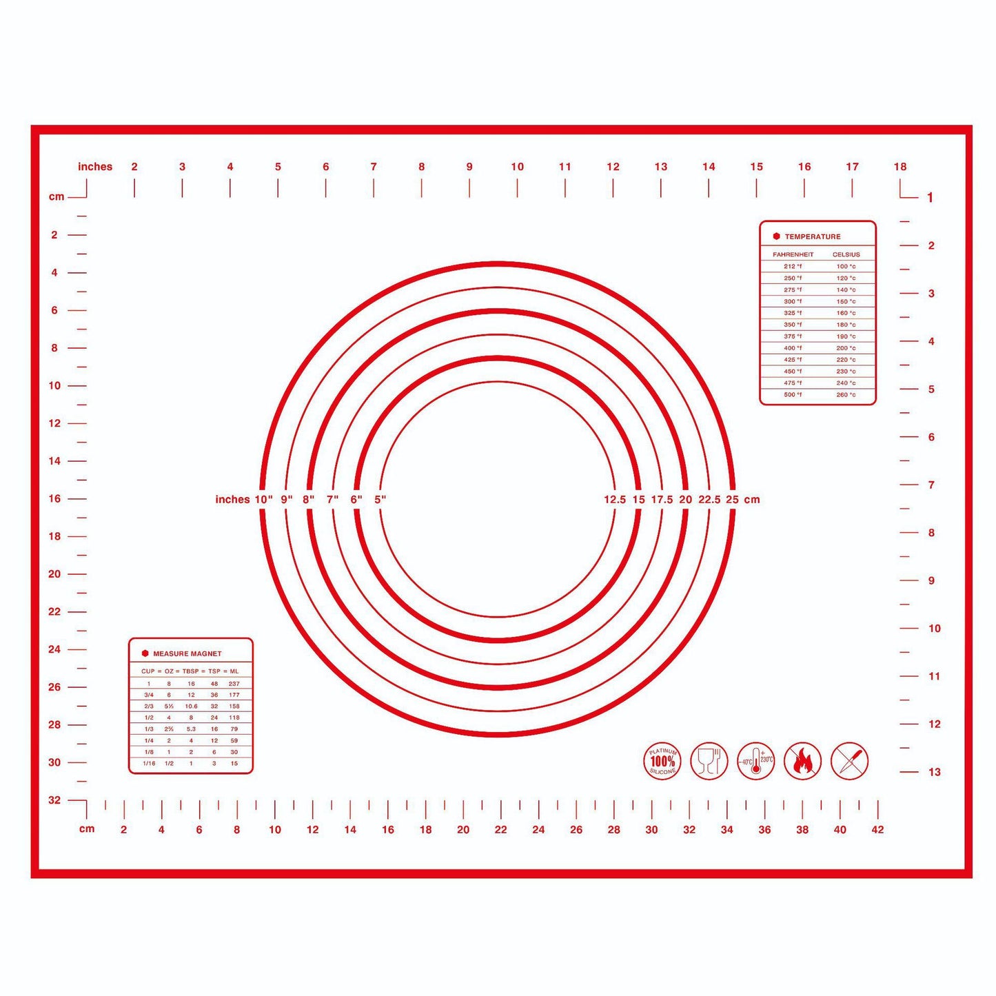 40x50CM Dough Rolling Mat 0.35MM Thick Non-stick Pad Fiberglass Cloth + Silicone Pastry Mat (BPA-Free, No FDA Certified)