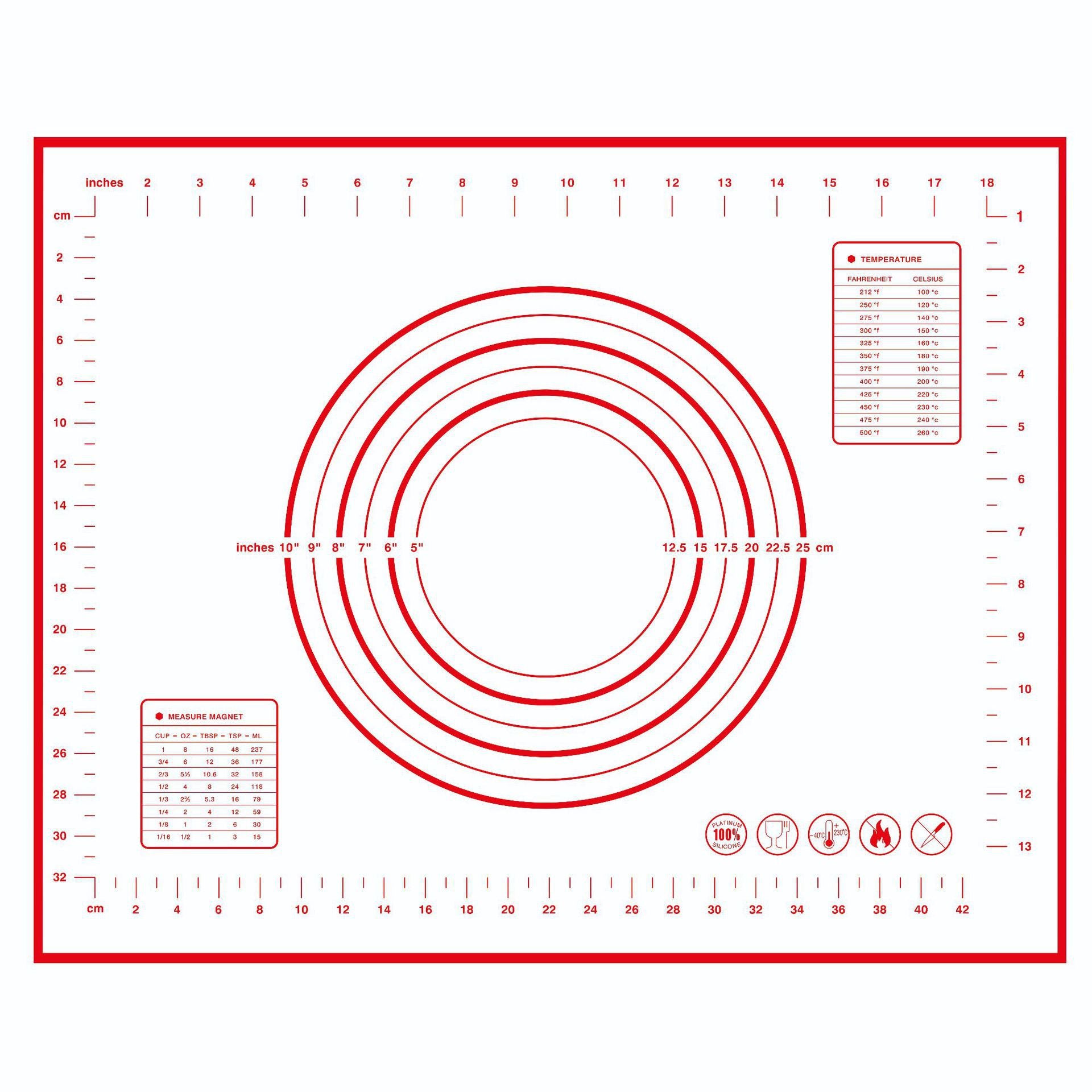 40x50CM Dough Rolling Mat 0.35MM Thick Non-stick Pad Fiberglass Cloth + Silicone Pastry Mat (BPA-Free, No FDA Certified)