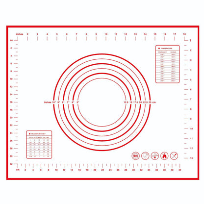 40x50CM Dough Rolling Mat 0.35MM Thick Non-stick Pad Fiberglass Cloth + Silicone Pastry Mat (BPA-Free, No FDA Certified)