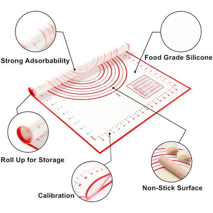 40x50CM Dough Rolling Mat 0.35MM Thick Non-stick Pad Fiberglass Cloth + Silicone Pastry Mat (BPA-Free, No FDA Certified)
