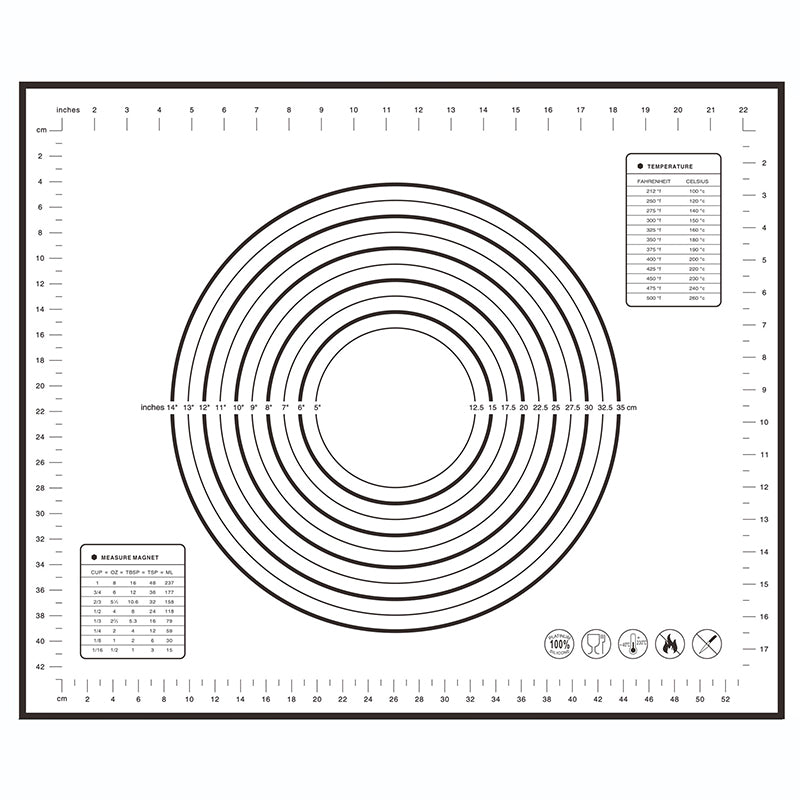 50x60CM Dough Rolling Mat Non-stick Fiberglass Cloth + Silicone Pastry Pad (BPA-Free, No FDA Certified)