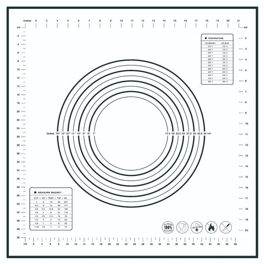 60x60CM Fiberglass Cloth + Silicone Pastry Mat Placement Mat Non-stick Dough Rolling Pad (BPA-Free, No FDA Certified)