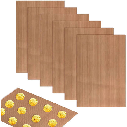 6Pcs 40*60cm Reusable Baking Mats Non-stick Heat-Resistant Baking Sheet PTFE Oven Liners (BPA Free, No FDA Certificate)