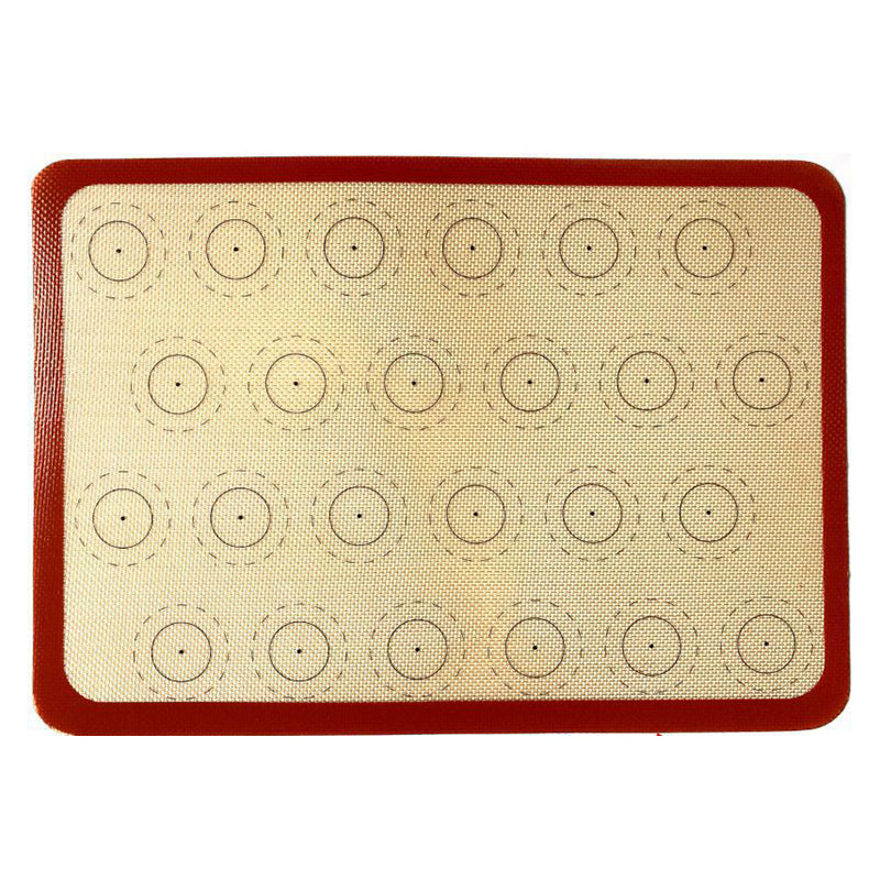 Reusable Macaron Silicone Baking Mat 24 Rings Non-Stick Oven Baking Sheet, Round Edge / 29.5x42cm (BPA-Free, No FDA Certified)