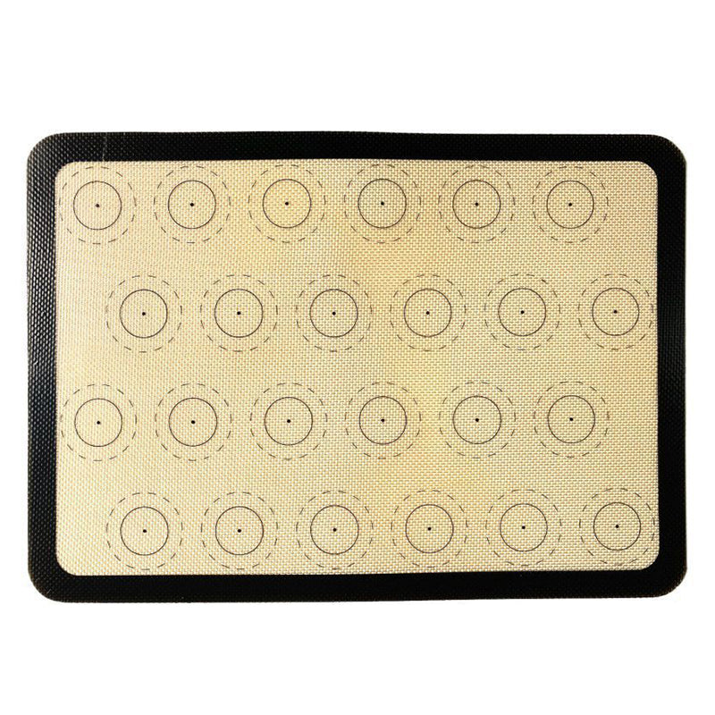 Reusable Macaron Silicone Baking Mat 24 Rings Non-Stick Oven Baking Sheet, Round Edge / 29.5x42cm (BPA-Free, No FDA Certified)
