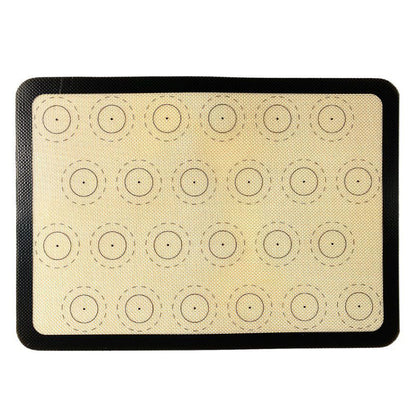 Reusable Macaron Silicone Baking Mat 24 Rings Non-Stick Oven Baking Sheet, Round Edge / 29.5x42cm (BPA-Free, No FDA Certified)