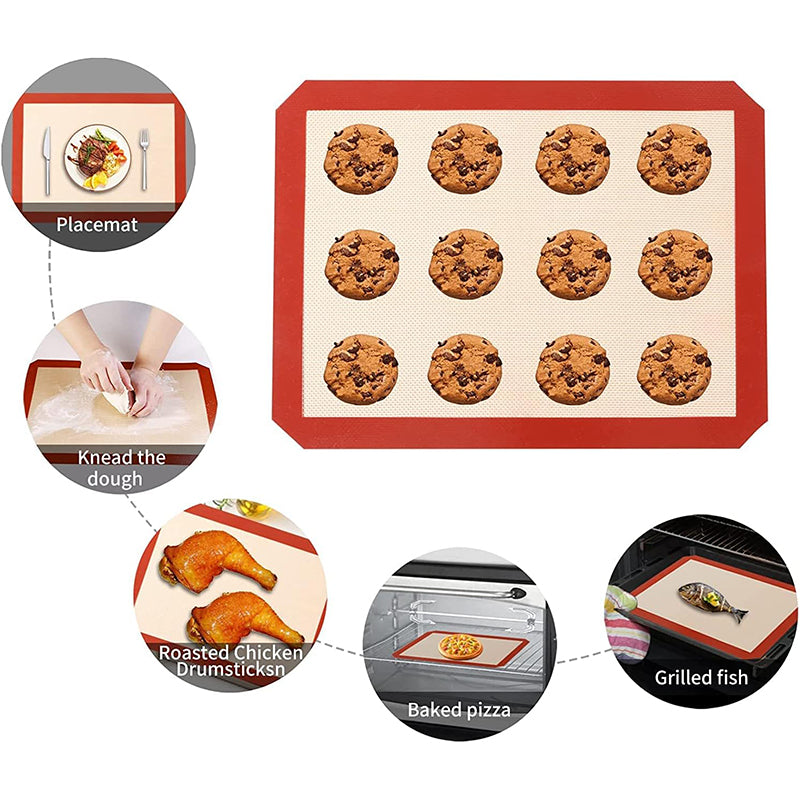 Rolling Dough Mat Non-stick Silicone Baking Mat Cookie Pad Oven Sheet, Cutted Edge / 30x20cm (BPA-Free, No FDA Certified)