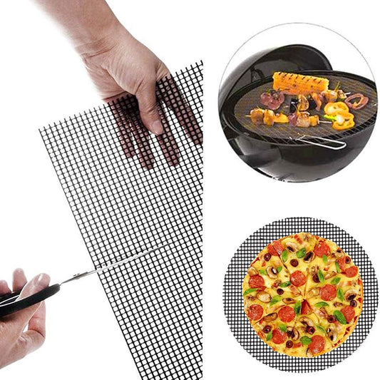 3Pcs 33x40cm Non-stick High Temperature Resistant Barbecue Mesh Mat Fiberglass Grilled Fish Mesh Pad (No FDA Certification, BPA-free)