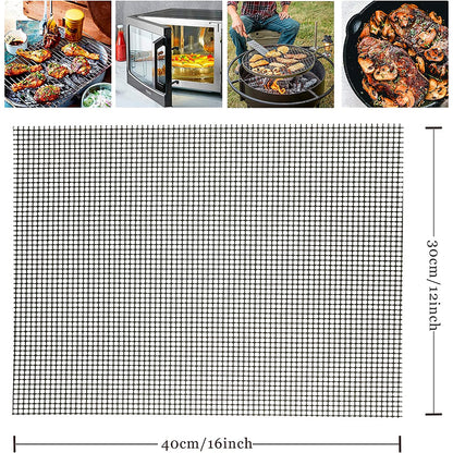 2Pcs 30x40cm Fiberglass Barbecue Mesh Mat High Temperature Resistant Non-stick Grilled Fish Mesh Pads (No FDA Certification, BPA-free)