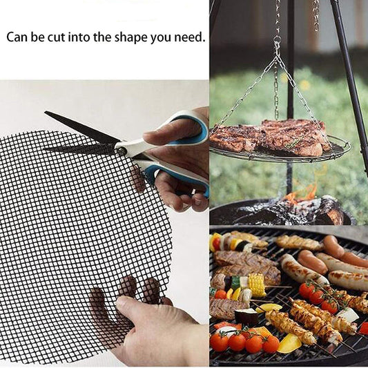 2Pcs 40x40cm Round Non-stick Barbecue Mesh Mat Fiberglass BBQ Grilled Fish Roast Meat Mesh Pad (No FDA Certification, BPA-free)