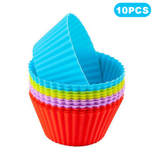 10Pcs 7cm Silicone Small Cake Cup Tart Muffin Cupcake Mold Kitchen Baking Molds (BPA-Free, No FDA Certificate)