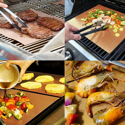 2PCS 33CMx40CMx0.2MM PTFE Fiberglass Mats Non-Stick Liners Outdoor Barbecue Meat Grilling Roasting Mats (BPA-Free, No FDA Certified)