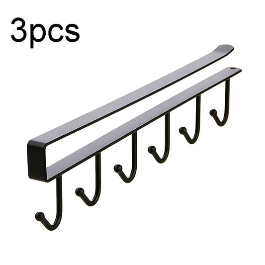 3Pcs / Set Iron Hanging Holder Under Kitchen Cabinet Mug Hanger Coffee Drinking Cup Holder Rack with 6 Hooks