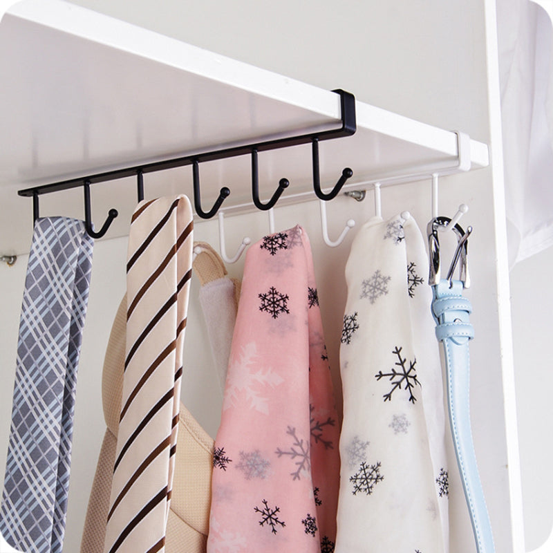 3Pcs / Set Iron Hanging Holder Under Kitchen Cabinet Mug Hanger Coffee Drinking Cup Holder Rack with 6 Hooks