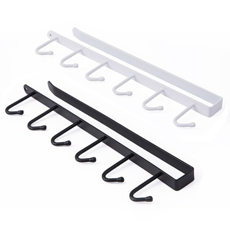 3Pcs / Set Iron Hanging Holder Under Kitchen Cabinet Mug Hanger Coffee Drinking Cup Holder Rack with 6 Hooks