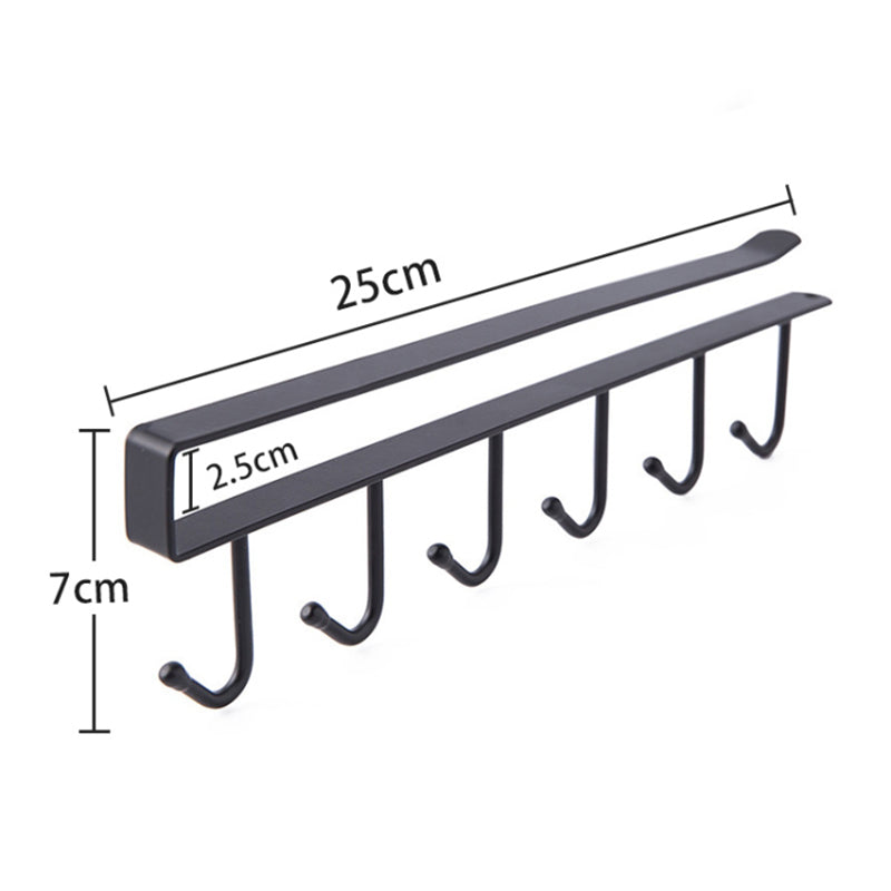 3Pcs / Set Iron Hanging Holder Under Kitchen Cabinet Mug Hanger Coffee Drinking Cup Holder Rack with 6 Hooks