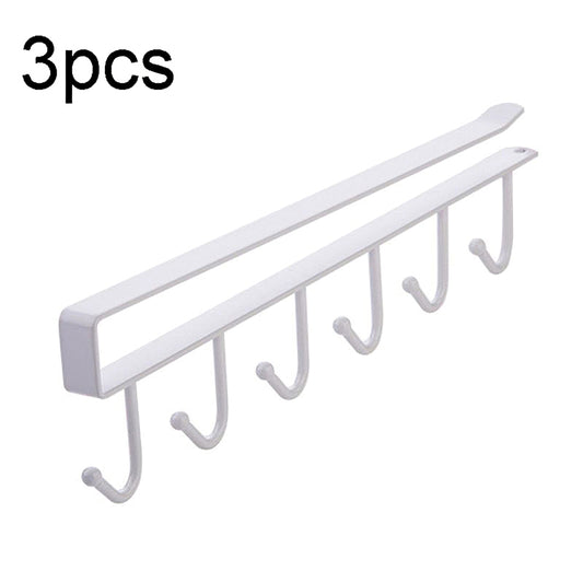 3Pcs / Set Iron Hanging Holder Under Kitchen Cabinet Mug Hanger Coffee Drinking Cup Holder Rack with 6 Hooks