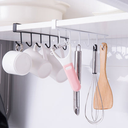 3Pcs / Set Iron Hanging Holder Under Kitchen Cabinet Mug Hanger Coffee Drinking Cup Holder Rack with 6 Hooks