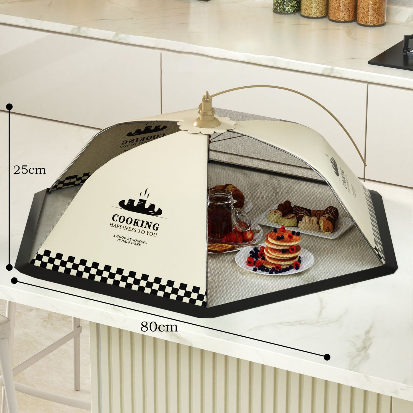 80cm Food Cover Reusable Collapsible Anti-mosquito Net Mesh Food Tent for Dining Table Picnics BBQ