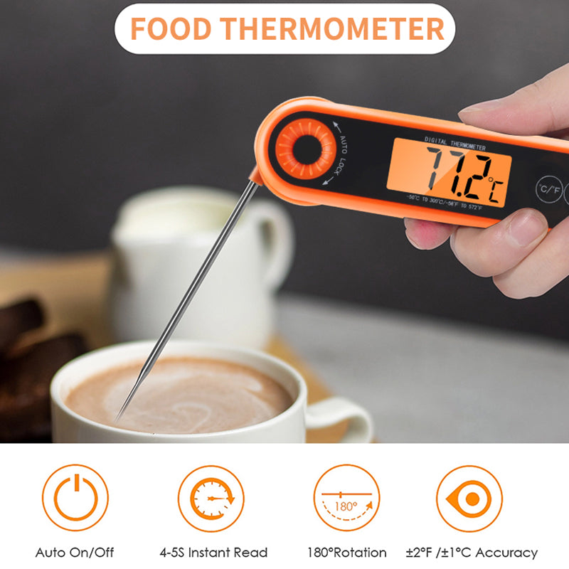 TS-6603 Foldable Kitchen Oven Thermometer Waterproof Food Meat Temperature Measurement Tool (BPA Free, FDA Certified)