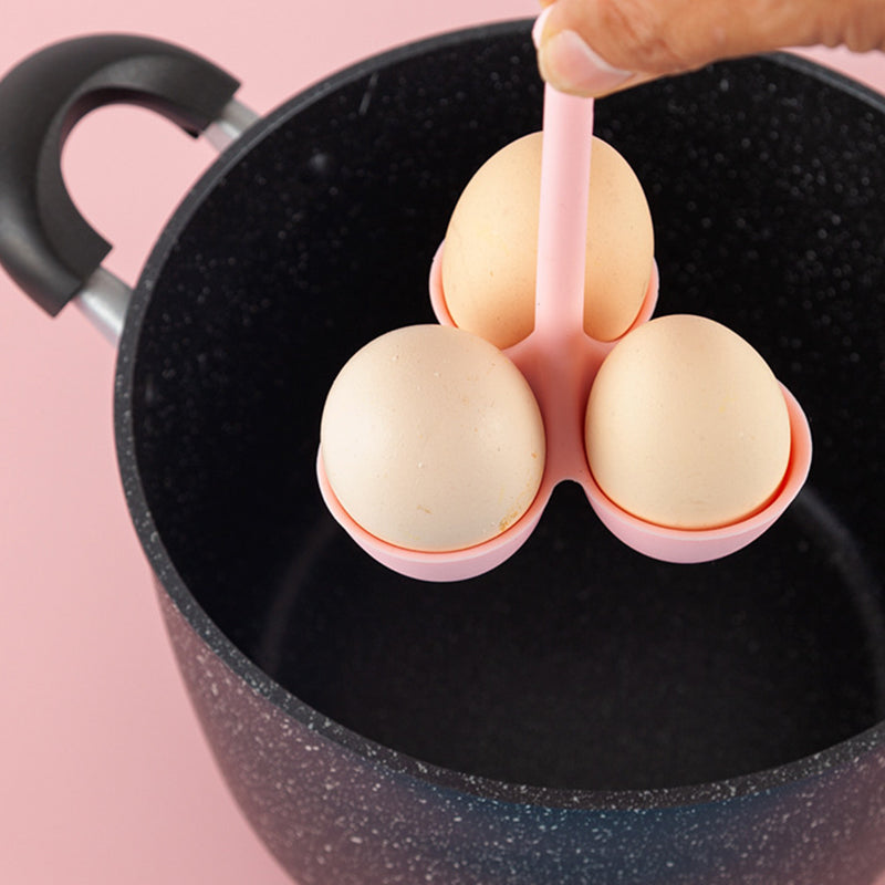 3 Hole Silicone Steamed Egg Holder Kitchen Egg Boiling Holder with Drain Holes (No FDA Certificate, BPA Free)