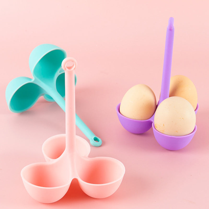 3 Hole Silicone Steamed Egg Holder Kitchen Egg Boiling Holder with Drain Holes (No FDA Certificate, BPA Free)