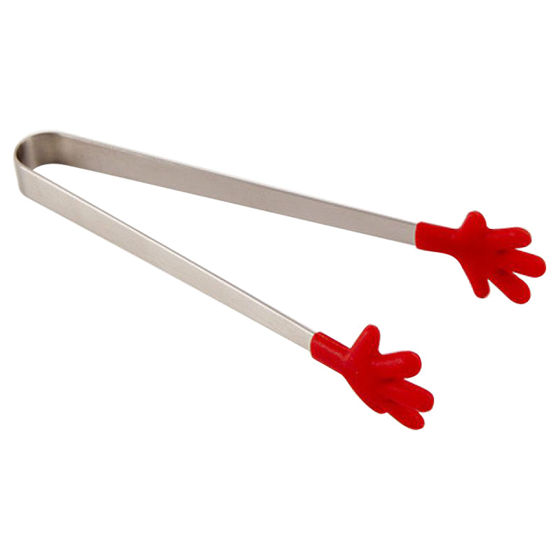 Cute Hand Shape Food Tong 430 Stainless Steel + Silicone Snack Dessert Cake Clip (No FDA Certificate, BPA Free)